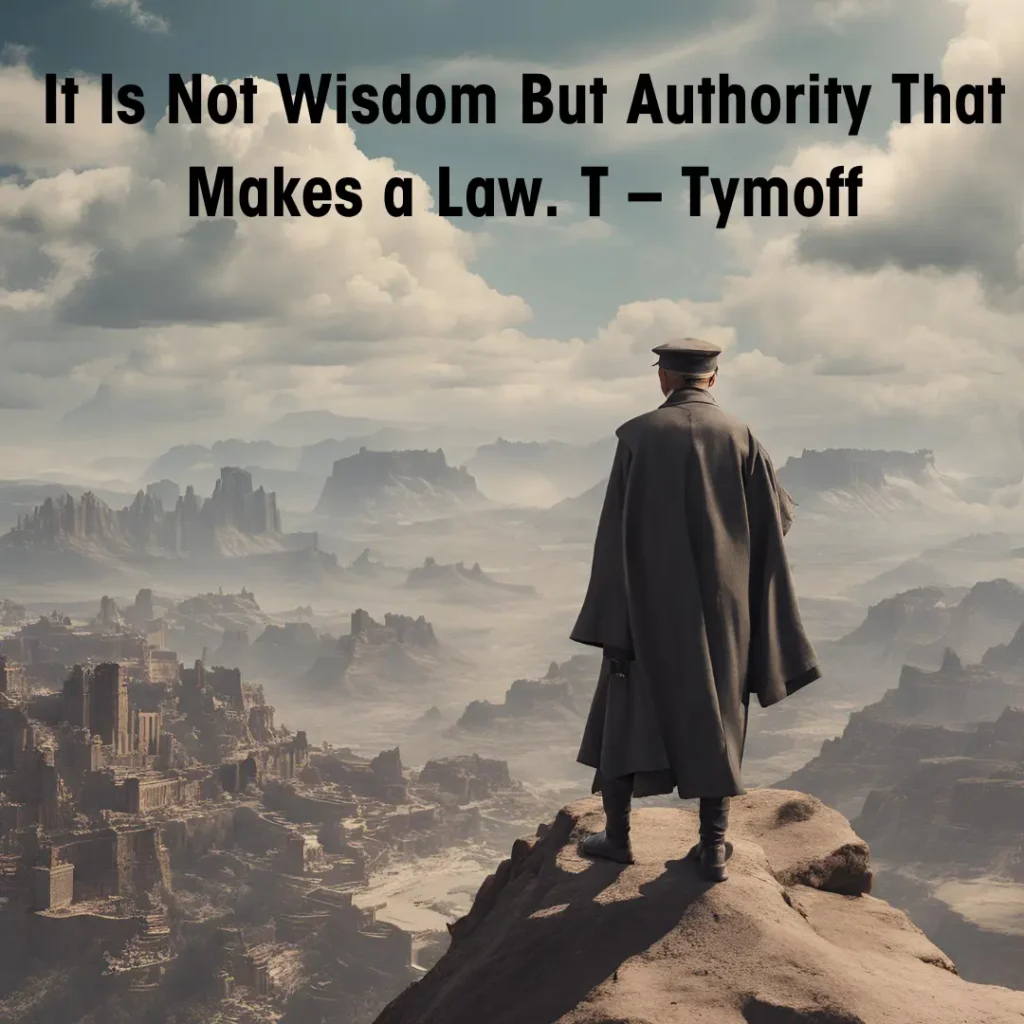 It Is Not Wisdom But Authority That Makes a Law. T – Tymoff